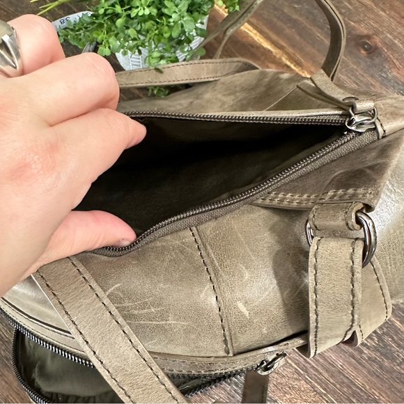 Burkely Leather Croco Cody dome texture gray green tan backpack soft Croc - Picture 11 of 16